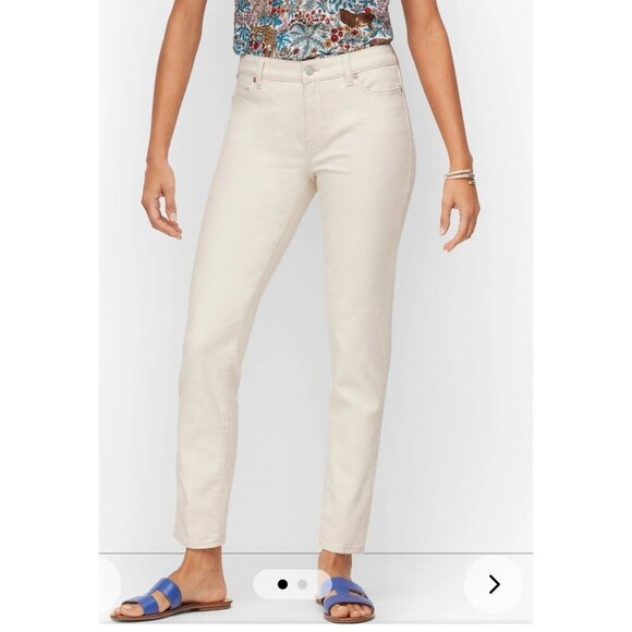 Talbots Denim - TALBOTS Women's Slim Leg Ankle Jeans Sz 12 Ivory Slimming Travel Casual Coastal